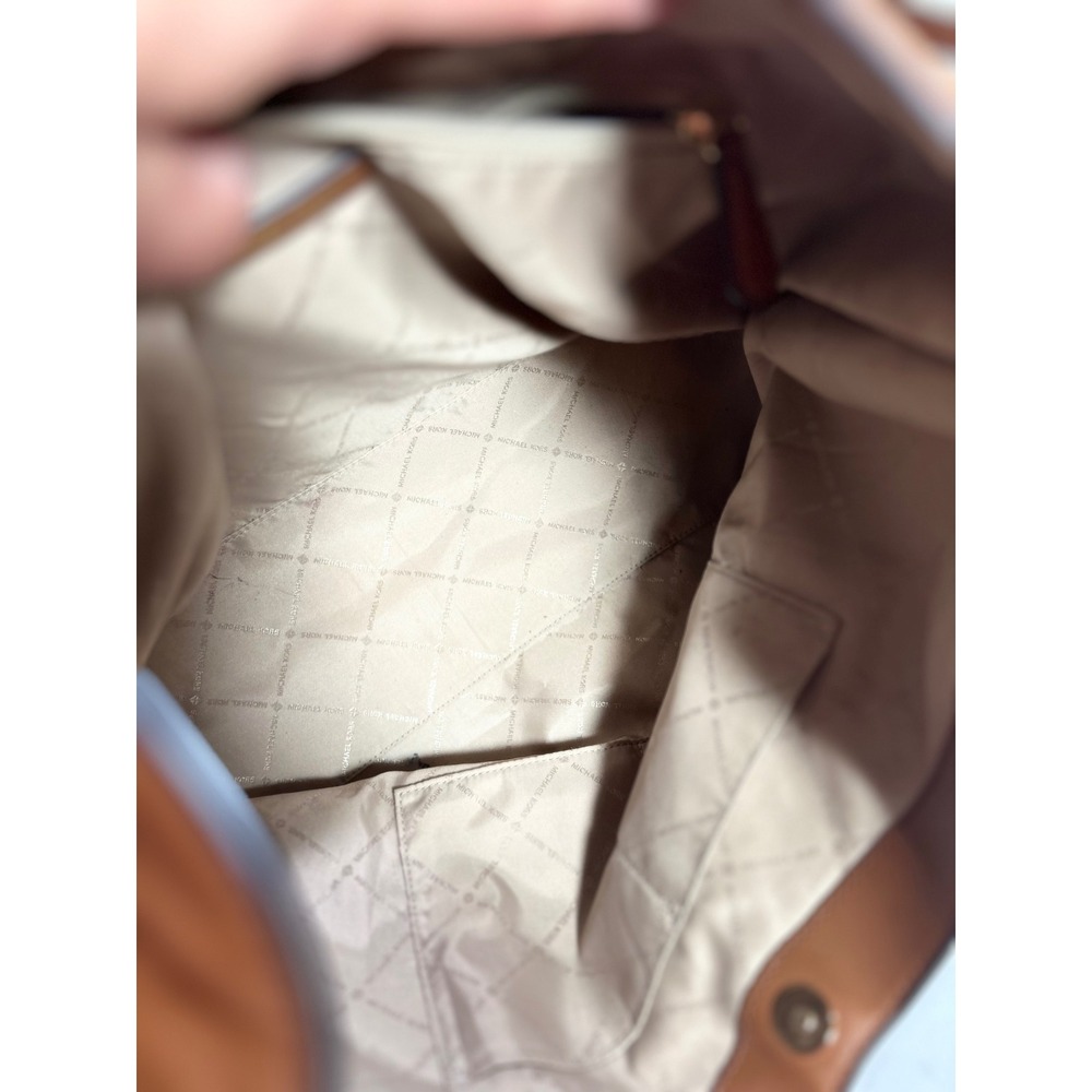 Michael Kors Luggage Brown Pebbled Leather Hobo Shoulder Bag Gold Hardware - Picture 10 of 11